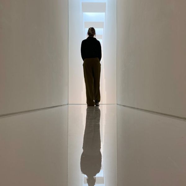 Abstract silhouette of a person feeling balanced and serene.